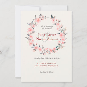 Invitation Fleurs de cerisier roses douche florale mariage