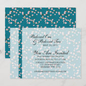 Invitation Fleurs de cerisier roses et bleues (Devant / Derrière)