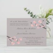 Invitation Fleurs de cerisier roses/invitation gris de (Debout devant)