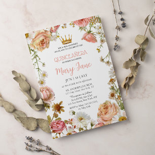 Invitation Fleurs de cerisier Roses Papillons Quinze ans