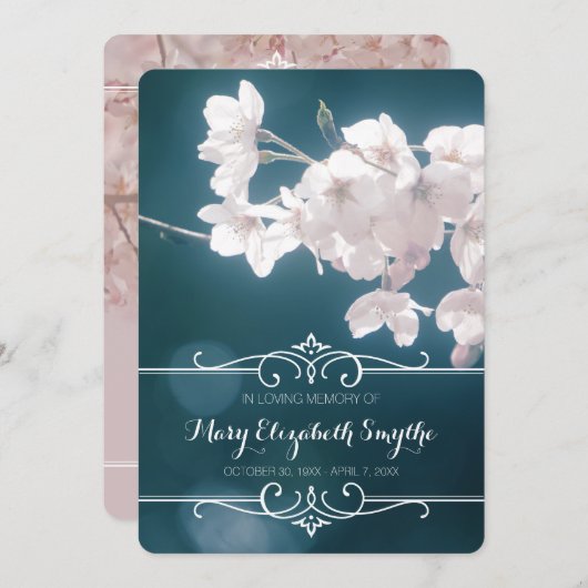 Invitation Fleurs de cerisier roses poussiéreuses de (Devant / Derrière)