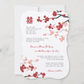 Invitation Fleurs de cerisier rouge et Mariage chinois double (Dos)