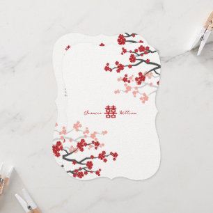 Invitation Fleurs de cerisier rouge et Mariage chinois double