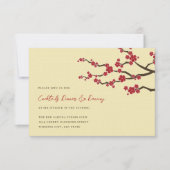 Invitation Fleurs de cerisier rouge Sakura Mariage asiatique (Devant)