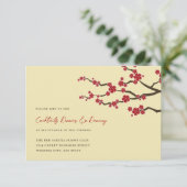 Invitation Fleurs de cerisier rouge Sakura Mariage asiatique (Debout devant)