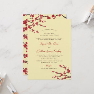 Invitation Fleurs de cerisier rouges Sakura Mariage asiatique