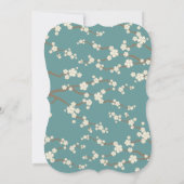 Invitation Fleurs de cerisier Sakura Crème Bleu sarcelle Mari (Dos)