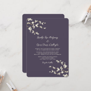 Invitation Fleurs de cerisier Sakura crème Mariage asiatique 