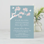 Invitation Fleurs de cerisier sur le bleu (Debout devant)
