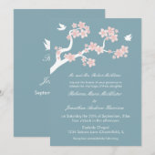 Invitation Fleurs de cerisier sur le bleu (Devant / Derrière)