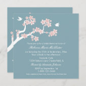 Invitation Fleurs de cerisier sur l'invitation bleu de Fête (Devant / Derrière)