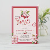 Invitation Fleurs de cerisiers | Baby shower rose fille (Debout devant)