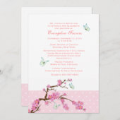 Invitation Fleurs de cerisiers et papillons (Devant / Derrière)
