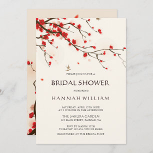 Invitation Fleurs de cerisiers   Fête des mariées d'aquarelle