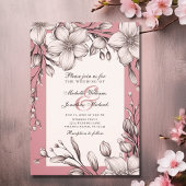 Invitation Fleurs de cerisiers Romantique Printemps Mariage f