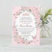 Invitation Fleurs de cerisiers roses Floral 18e anniversaire  (Debout devant)
