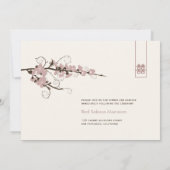 Invitation Fleurs de cerisiers roses Sakura tortille Mariage (Dos)