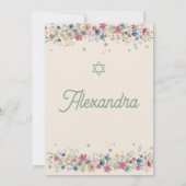 Invitation Fleurs de champ de nommage de la fille juive (Dos)