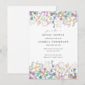 Invitation Fleurs de champ | Fête des mariées florale peinte (Devant / Derrière)