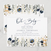 Invitation Fleurs de champ | Oh Baby shower bébé (Devant / Derrière)
