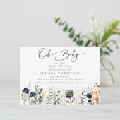 Invitation Fleurs de champ | Oh Baby shower bébé (Debout devant)