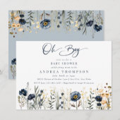 Invitation Fleurs de champ | Oh Garçon | Baby shower garçon (Devant / Derrière)