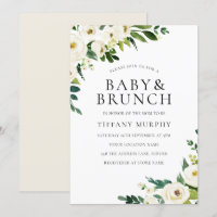 Fleurs de Champagne Blanc Baby shower élégant Brun