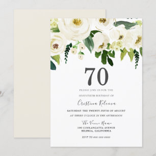 Invitation Fleurs de Champagne Blanche 70e fête d'anniversair