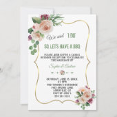 Invitation Fleurs de Champagne rose Mariage d'or I DO BBQ (Devant)