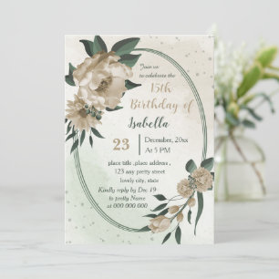 Invitation fleurs de champagne verdure anniversaire