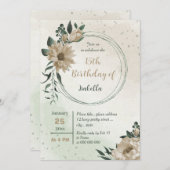 Invitation fleurs de champagne verdure anniversaire (Devant / Derrière)