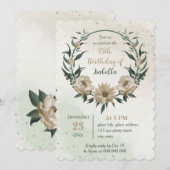 Invitation fleurs de champagne verdure anniversaire (Devant / Derrière)