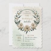 Invitation fleurs de champagne verdure anniversaire (Devant)