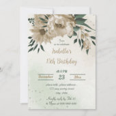 Invitation fleurs de champagne verdure anniversaire (Devant)