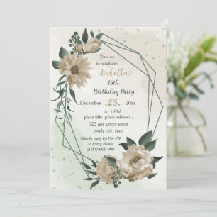 Invitation fleurs de champagne verdure anniversaire