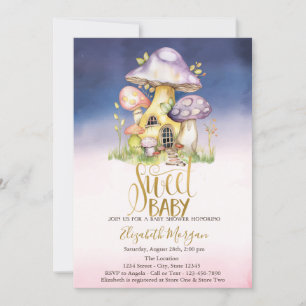 Invitation Fleurs de champignons ombrées Baby Shower