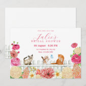 Invitation Fleurs de chats mignons (Devant / Derrière)