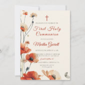 Invitation Fleurs de chiot Fille Florale Première Communion s (Devant)