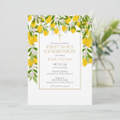 Invitation Fleurs de citron verdure Première communion solenn (Debout devant)