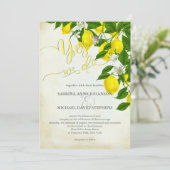 Invitation Fleurs de citrons d'aquarelle et Mariage de verdur (Debout devant)