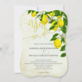 Invitation Fleurs de citrons d'aquarelle et Mariage de verdur (Devant)