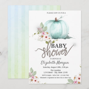 Invitation Fleurs de citrouille à l'aquarelle Baby Shower ray