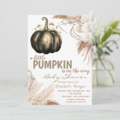 Invitation Fleurs de citrouille chic Herbe des pampas (Debout devant)