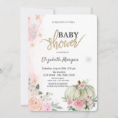 Invitation Fleurs de citrouille en polka et flocons de neige  (Devant)