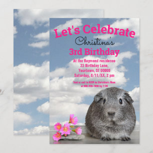 Invitation Fleurs de cobaye pour l'anniversaire des 3 ans des