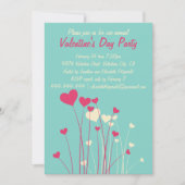 Invitation Fleurs de coeur d'amour modernes Valentines (Devant)