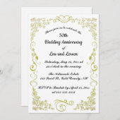 Invitation Fleurs de coeur en or modifiable Feuille (Devant / Derrière)