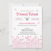 Invitation Fleurs de Coeur rose Retraite de l'Eglise des femm (Devant)