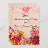 Invitation Fleurs de coeur steampunk victorien pour anniversa (Devant / Derrière)