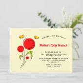 Invitation Fleurs de coeur Whimsical Brunch Fête des Mères (Debout devant)
